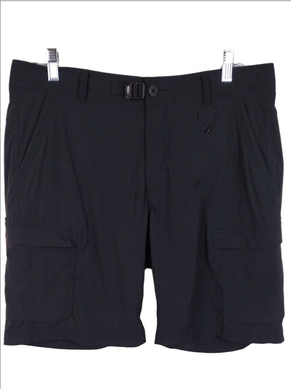 REI Co-Op Relaxed Women Black Mid Rise Button Zip Athleisure Bermuda Cargo Short